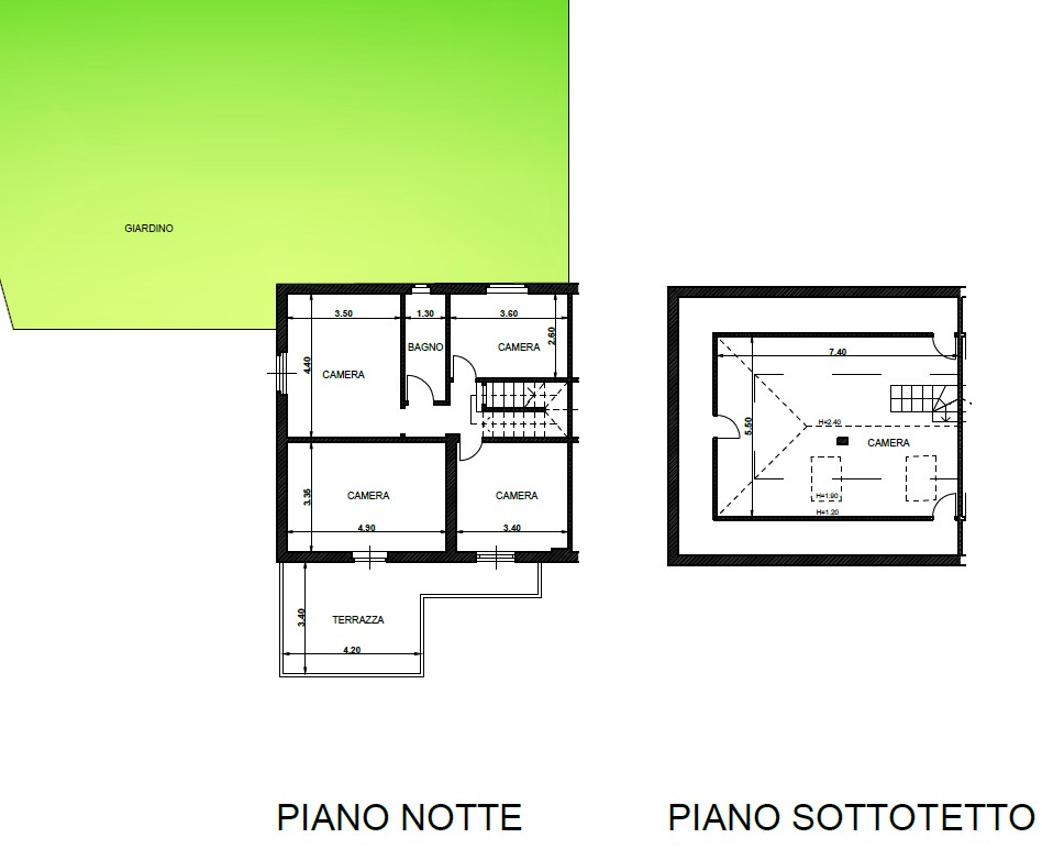 pianta piano primo e mansarda